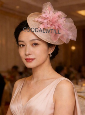 羽毛网纱礼帽发饰影楼写真新娘造型头饰复古旗袍礼帽发饰