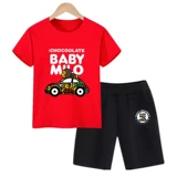 Летняя одежда, детский спортивный костюм, форма, хлопковая футболка, коллекция 2022, в западном стиле, короткий рукав, подходит для подростков, детская одежда