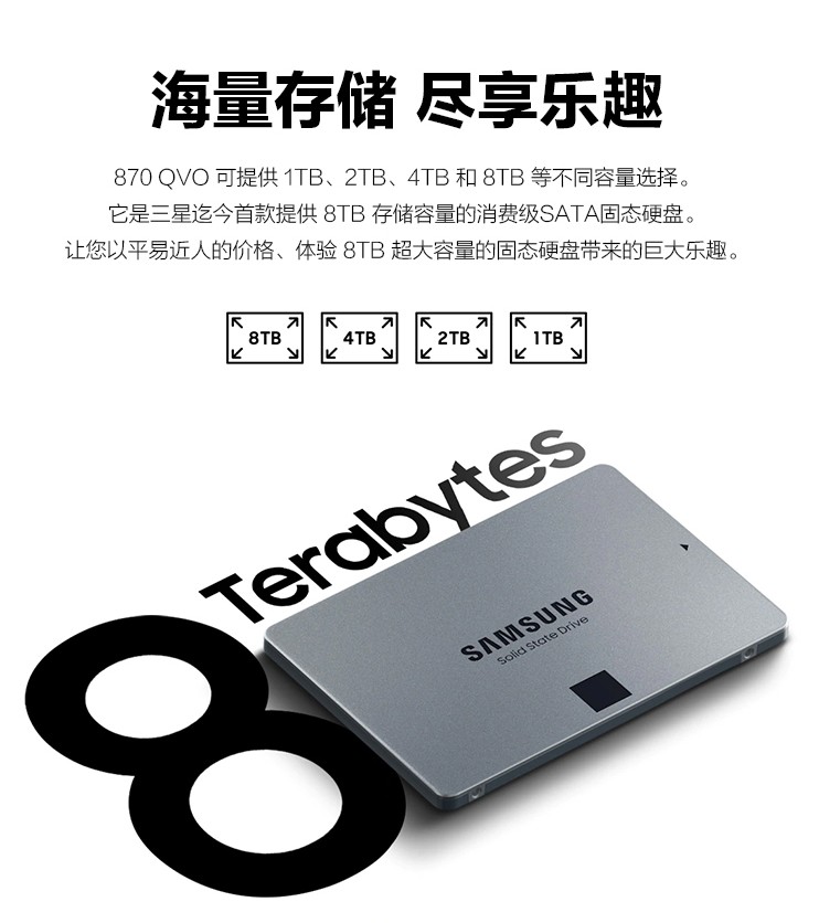 Samsung/三星 870 qvo 8TB  2.5英寸 SSD台式笔记本固态硬盘 - 图2