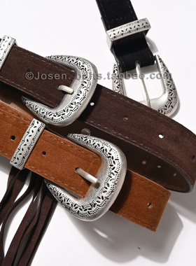 秋冬游牧风女装饰绒面流苏细腰带
