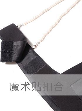 优雅英式女士珍珠吊带黑腰带背带