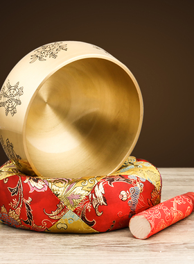 铜罄心经铜太八吉祥加厚铜磬厚重家居摆件乐器佛音碗钵修行冥想用
