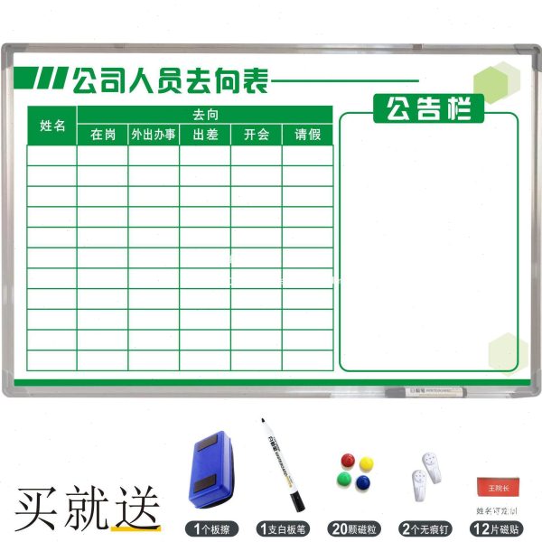 Personnel direction board, duty status, attendance list, notification, dynamic schedule, public sign, magnetic and easy to wipe
