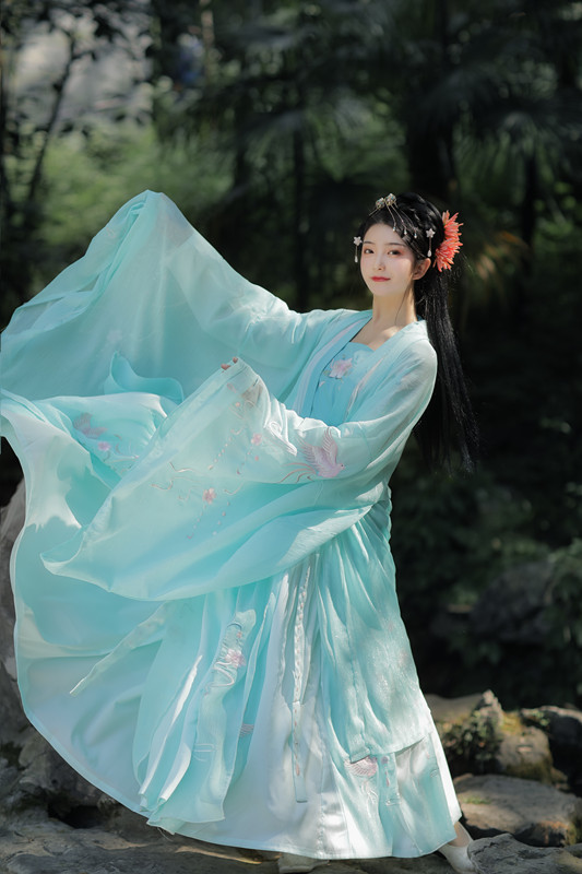 九渡原创汉服九渡原创汉服女【花拾】中国风齐胸齐腰襦裙大袖衫六米摆重工刺绣3