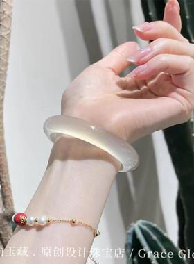 纯天然高冰香槟金玛瑙手镯