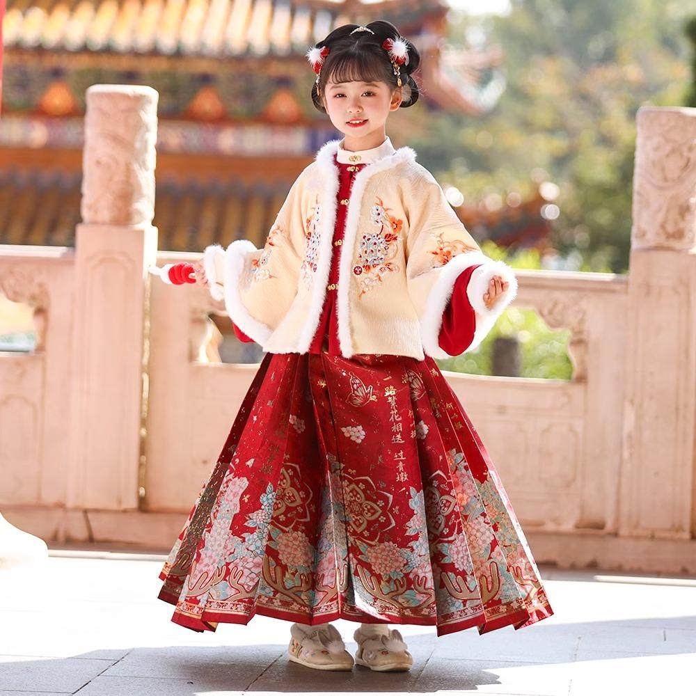 女童汉服套装新年新款加绒加厚宝宝送礼夹棉中国风长裙唐装拜年服,淘宝优惠券,粉丝福利购,淘宝优惠卷