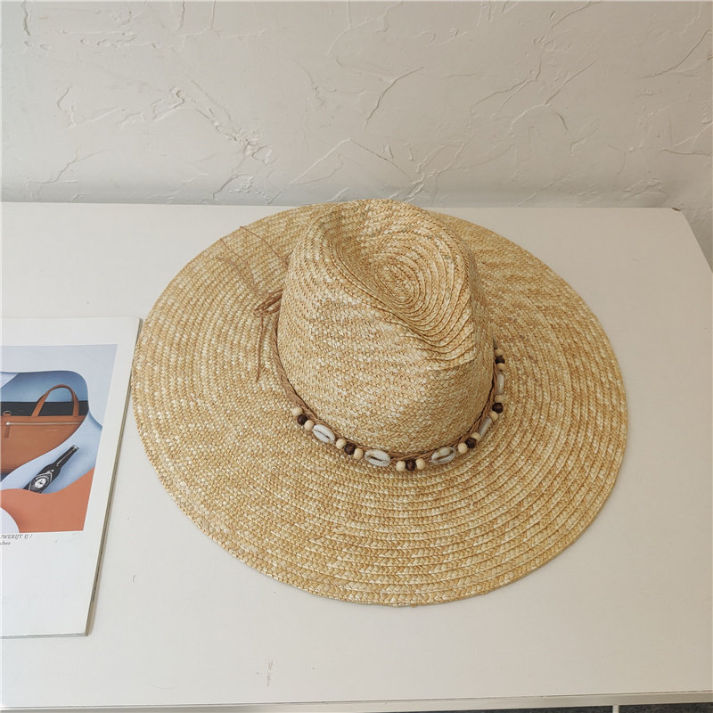 ins时尚博主度假风爵士麦秆帽子男女春夏大檐沙滩防晒遮阳帽草帽,淘宝优惠券,粉丝福利购,淘宝优惠卷