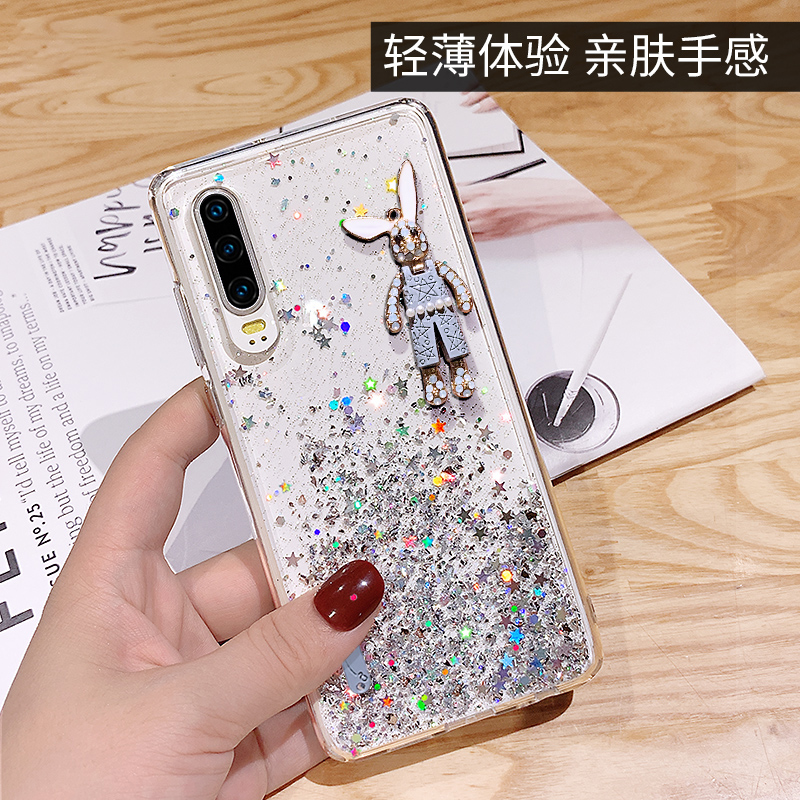 华为p40pro+手机壳女款透明超薄p30全包防摔p50兔子网红潮牌p50Pro高档p40奢华个性创意可爱mate40pro保护套-图2