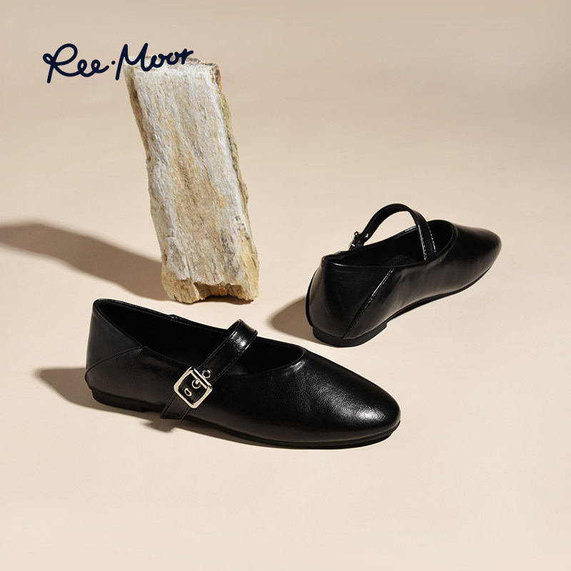 reemoor一字带银色玛丽珍女鞋2026年春夏新款浅口平底单鞋睿慕,淘宝优惠券,粉丝福利购,淘宝优惠卷