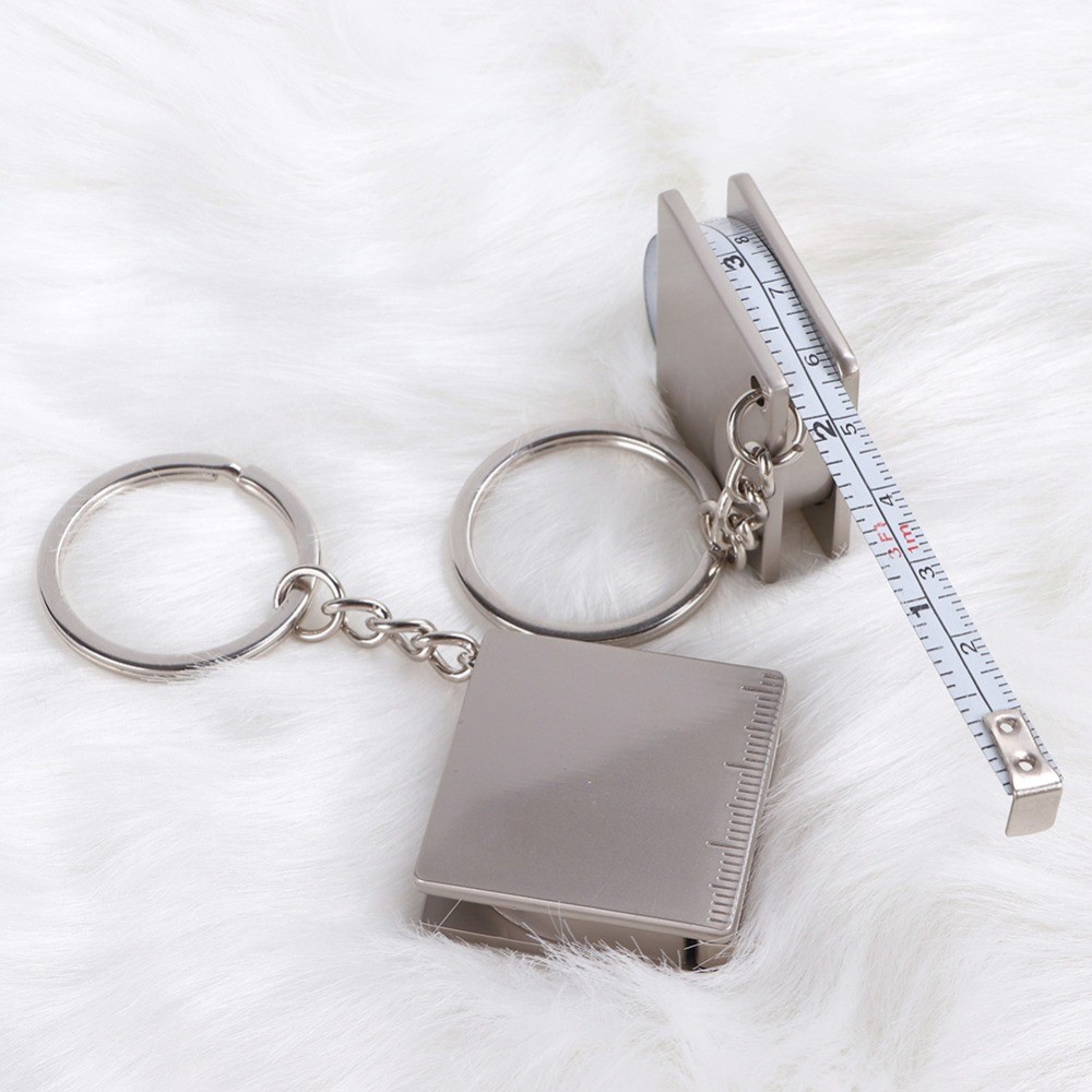 Stainless Steel Tape Measure Keychain 金属卷尺钥匙扣便携实用 - 图0