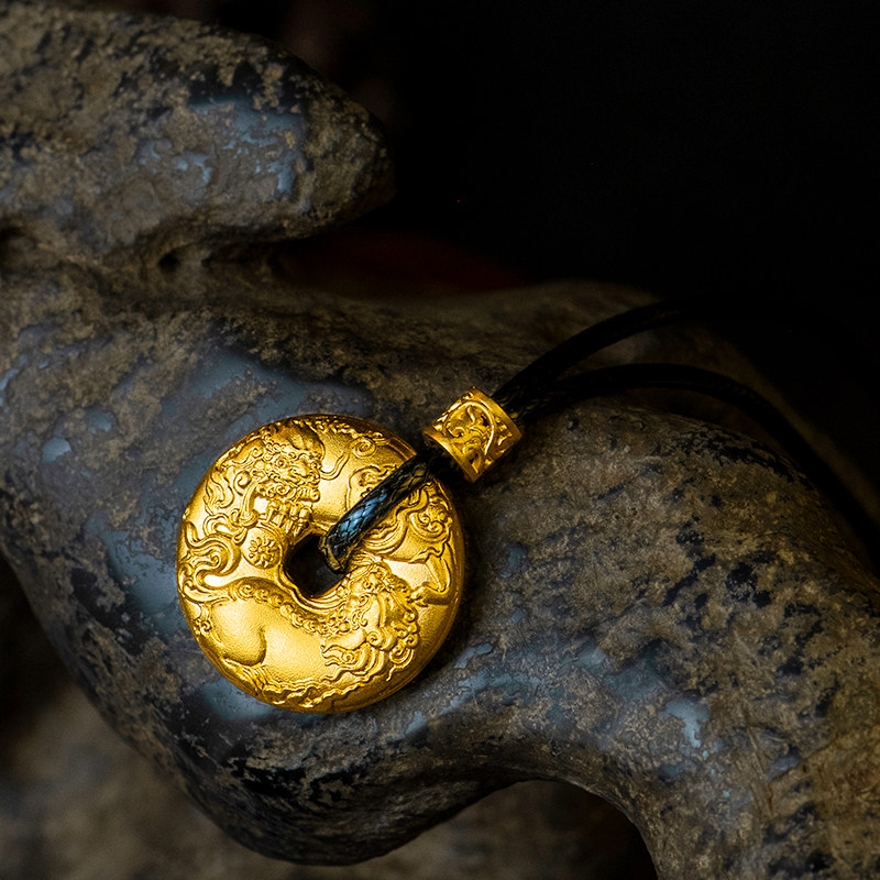 金米黄金面包圈事事如意吉祥平安瑞兽吉祥狮子平安扣颈饰吊坠挂坠,淘宝优惠券,粉丝福利购,淘宝优惠卷