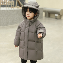 Childrens down jacket boys male baby girls winter thickening brand baby 90 white duck suede jacket boy