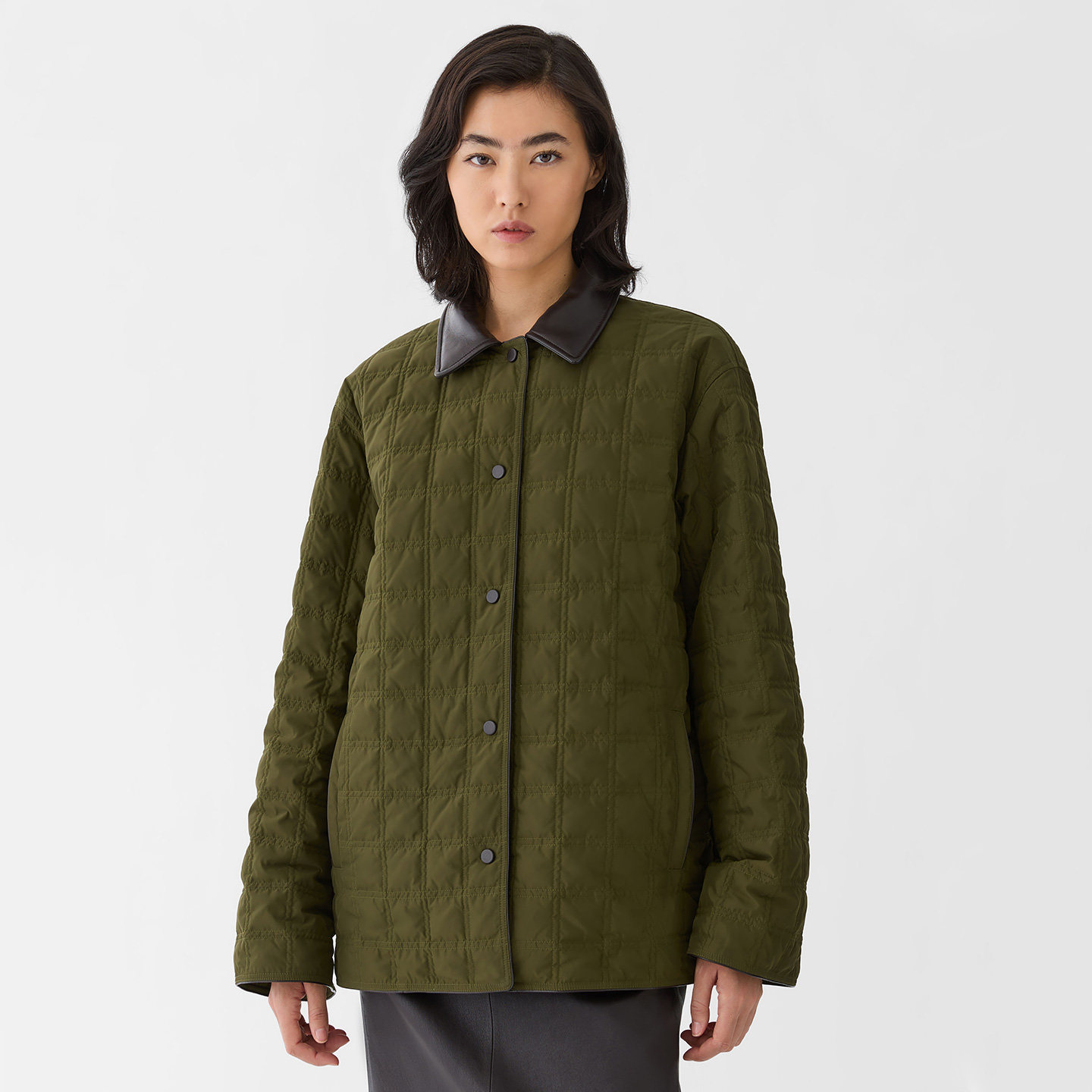 【26秋冬新款】LAFAYETTE148/拉飞逸双面穿菱格衍缝棉服  菱实拍商品图