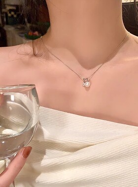 日韩人鱼之泪项链锁骨链高级感轻奢小众颈链毛衣链闺蜜生日礼物