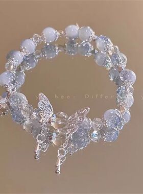 高颜值新中式爆花蝴蝶手链女性串珠流苏礼物仙女风潮流学生情侣