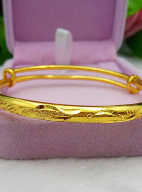 越南沙金圆肚满天星手镯 黄铜镀金推拉满天星款仿金手环手饰