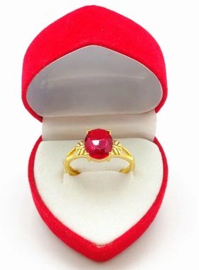 红宝石沙金戒指环可调节不掉色