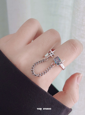 十字星芒戒指纯银男女潮酷