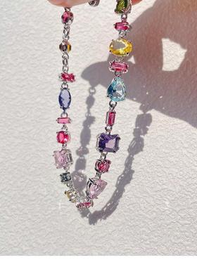 ABYB KVK彩虹甜心糖果色锆石不规则 gema高品质水晶手链 流光溢彩