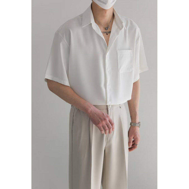 25白色衬衫男士免烫潮流夏季寸衫休闲百搭宽松古巴领高级垂感衬衣,淘宝优惠券,粉丝福利购,淘宝优惠卷