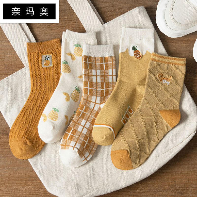 新款春秋ins潮四季款田园中筒袜 奈玛奥短袜/打底袜/丝袜/美腿袜