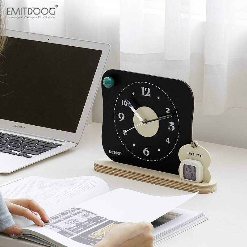 EMITDOOG入户玄关温湿度时钟摆件家居客厅装饰品创意摆放式座钟,淘宝优惠券,粉丝福利购,淘宝优惠卷
