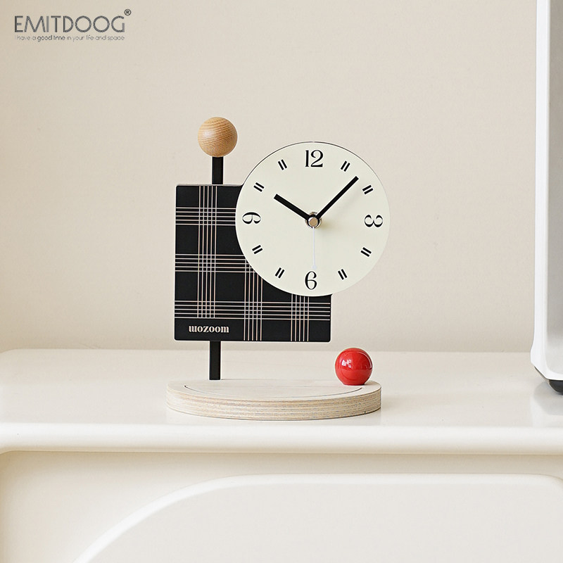 EMITDOOG创意桌面摆件入户玄关摆台式时钟客厅装饰钟表电视柜饰品,淘宝优惠券,粉丝福利购,淘宝优惠卷