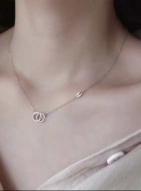 小香风原创玫瑰金字母耳钉锁骨链