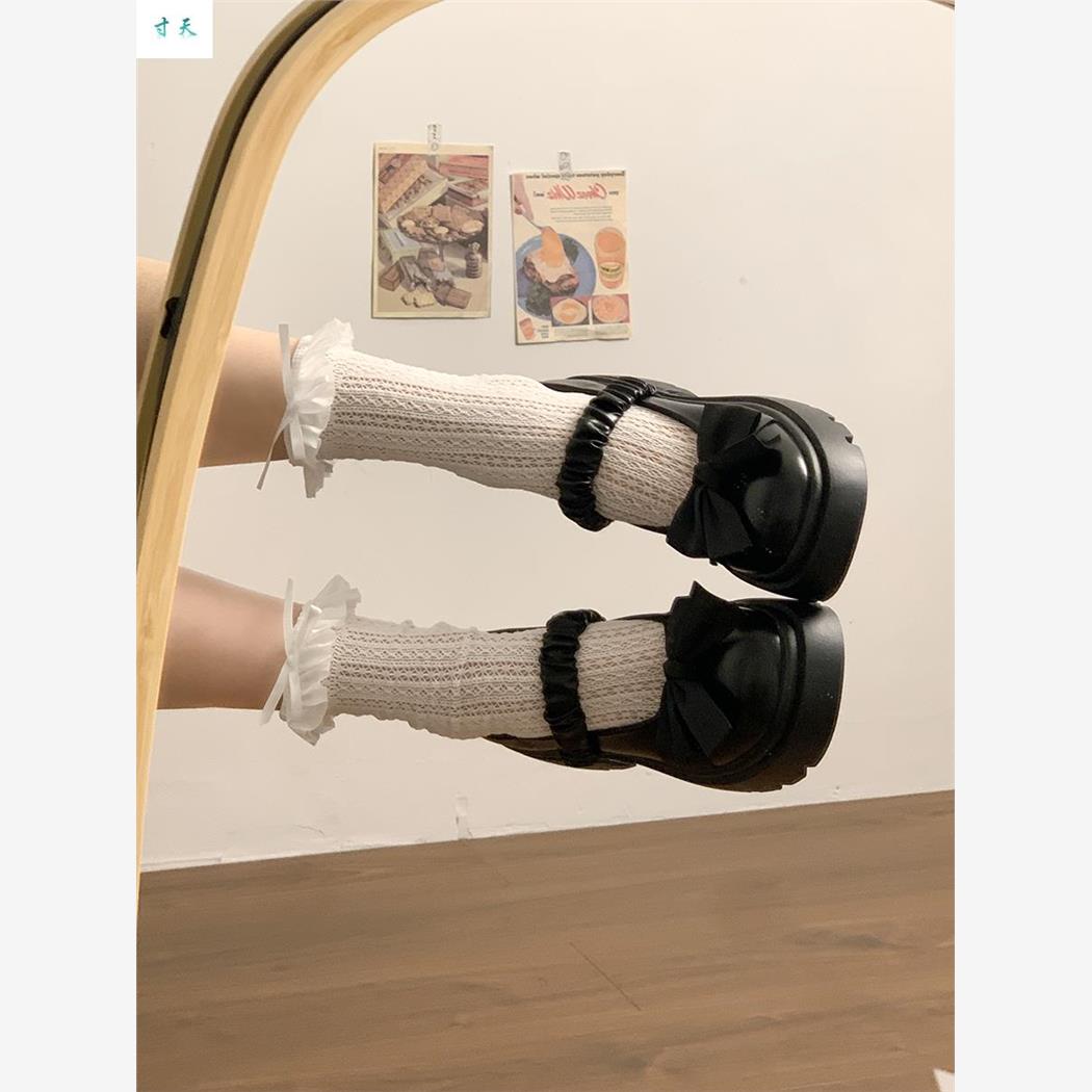 百搭厚底玛丽珍小皮鞋女春夏季法式高跟jk松糕粗跟蝴蝶结Lolita鞋 - 图1