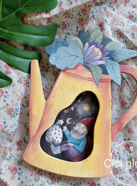 木制壁灯卡通风手工手绘