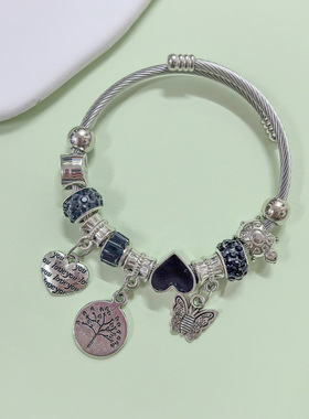 潘家爆款不锈钢手镯生命树爱心多