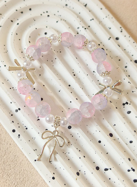 10mm磨砂蝴蝶结手链女简约气质百