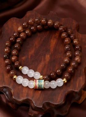 2026檀木双圈手串醇厚奶香木带星血檀金丝檀木多层叠带五条经文玩