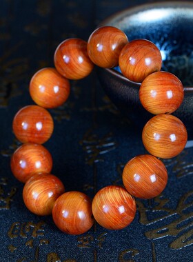 2026太行陈化崖柏老料透光手串20mm红油佛珠高油高密木质手链男女