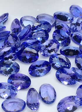 2026天然坦桑石椭圆形环面宝石松石镶嵌戒指吊坠耳环4*6/5*5