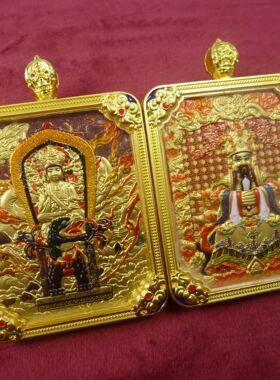 2026【吞金兽款】五台山唐卡五爷方形八大守护神吊坠佛牌挂件项链