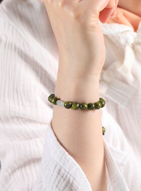 2026绿檀木手串天然檀香和田配饰编绳手链女国风文玩寺庙景区