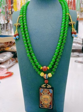 2026新中国风民族风格长圆串珠流苏项炼藏族唐卡吊坠斜身炼毛衣炼