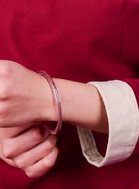 2026天然朱砂流沙手镯透明软管颗粒手链磁吸扣女生本命年平安顺遂