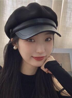 法曼韩系新款秋冬毛呢贝雷帽女复古甜美百搭气质时尚八角帽