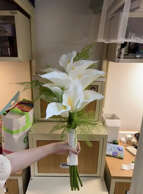 白色马蹄莲手捧花ins风仿
