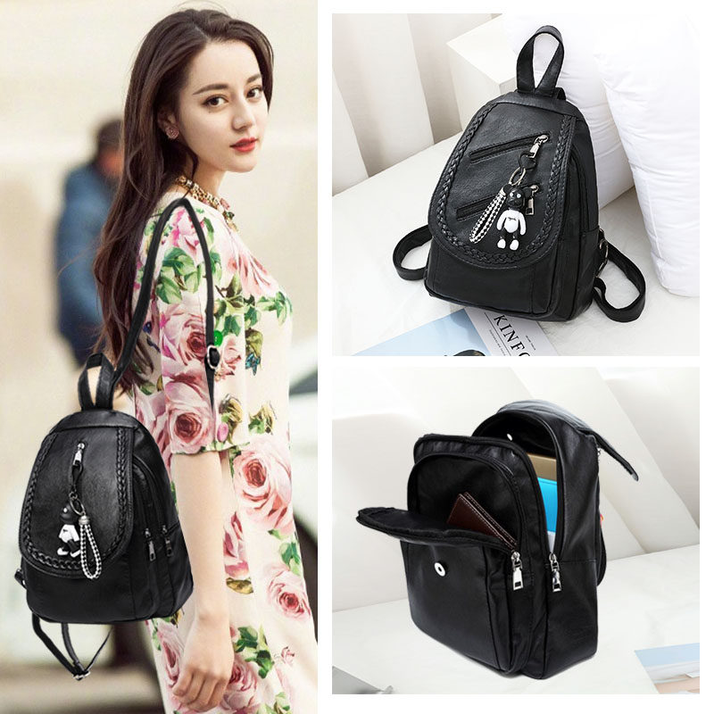 双肩包女2020休闲软皮旅行小书包 爱惜莲双肩背包