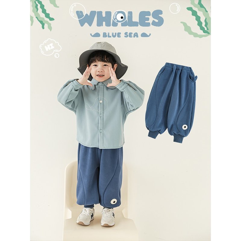 幼悠童装男童裤子2025冬季新款鲸鱼防风束脚休闲裤加绒保暖冬装潮,淘宝优惠券,粉丝福利购,淘宝优惠卷