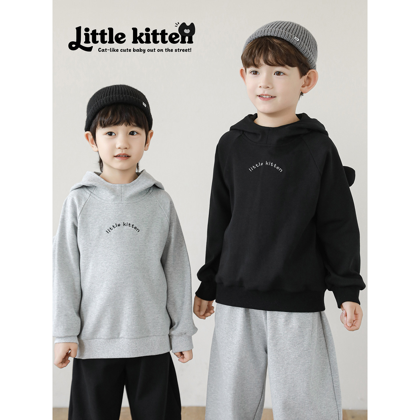 幼悠男童2025秋季新款小怪兽连帽卫衣厚实保暖束脚裤儿童运动套装,淘宝优惠券,粉丝福利购,淘宝优惠卷