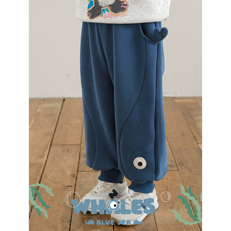 幼悠童装男童裤子2025冬季新款鲸鱼防风束脚休闲裤加绒保暖冬装潮,淘宝优惠券,粉丝福利购,淘宝优惠卷