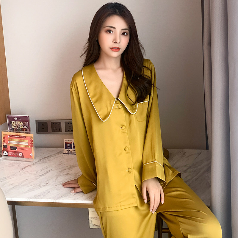 2020新款冰丝长袖两件套春秋睡衣 哲洛派睡衣/家居服套装