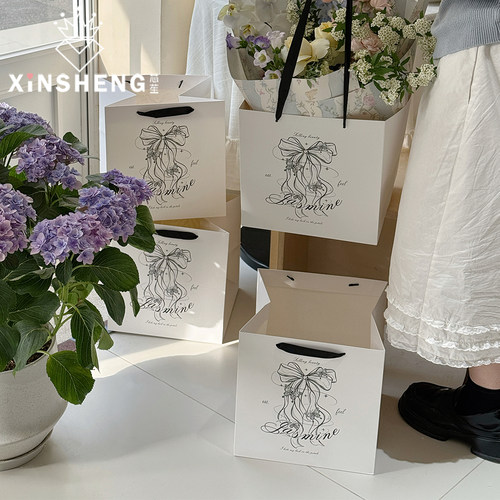 芯苼 原创罗曼结·手提袋花店鲜花束法式包装材料手工DIY花艺资材 - 图0