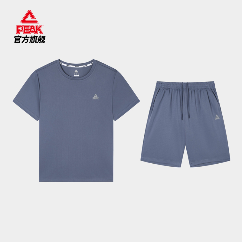 匹克运动套装男新款夏季速干透气跑步健身服短袖短裤两件套男装薄 - 图2