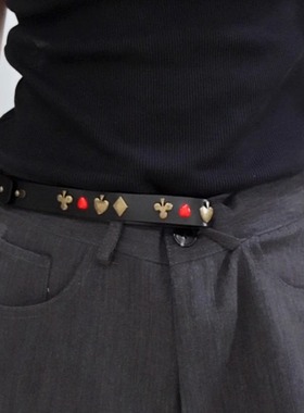 小众做旧扑克五金choker牛皮项圈