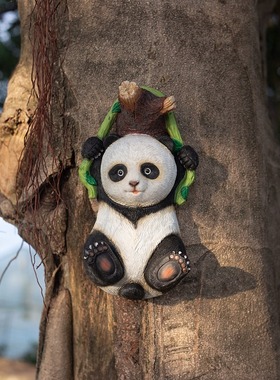树上装饰挂件自然小熊猫摆件